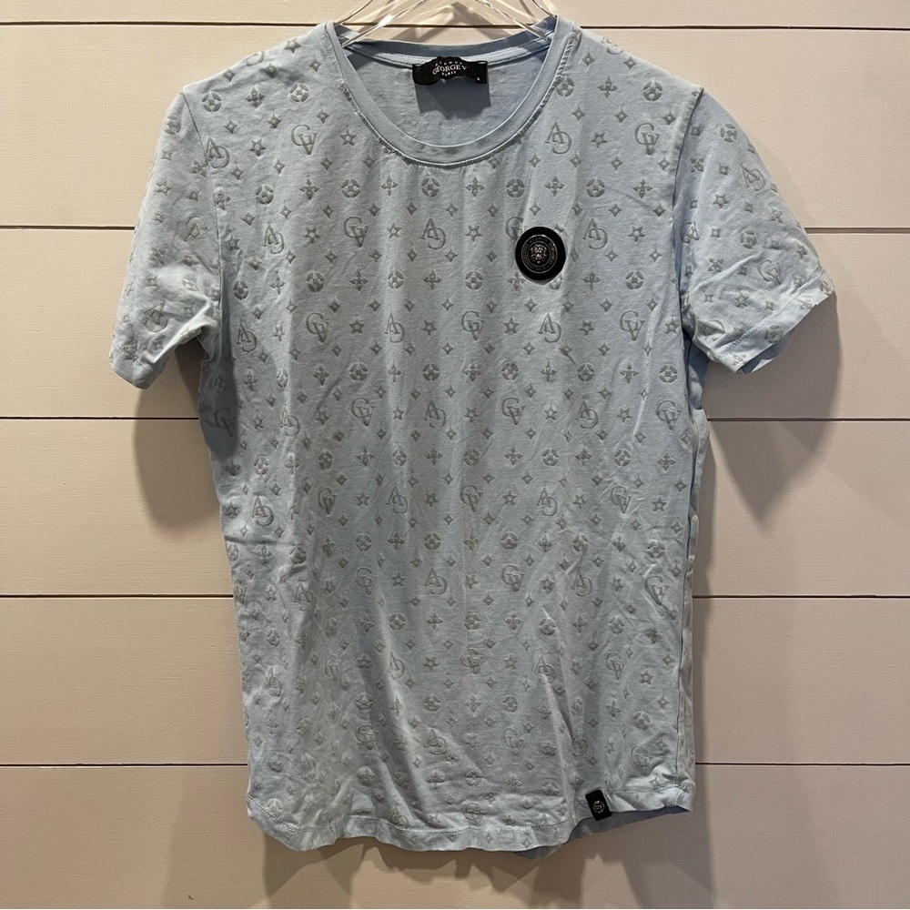 Avenue George V Paris Logo Light Blue Mens Tee Shirt Size Small